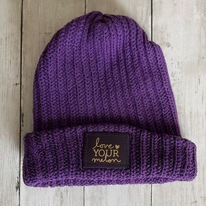 PREOWNED LOVE YOUR MELON PURPLE KNITTED BEANIE WINTER HAT ONE SIZE
